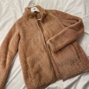 Fluffy yarn fleece full-zip jacket in pink🌸